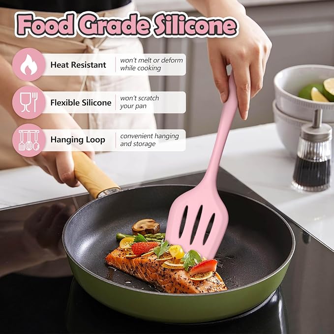 LIANYU 14 Pcs Kitchen Utensils Set, Silicone Cooking Utensils Spatula Set - Image 3