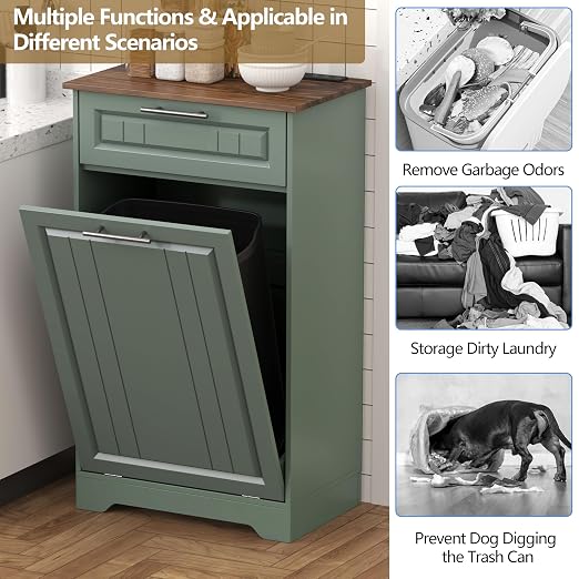 Single 10 Gallon Tilt Out Trash Can Cabinet - Image 5