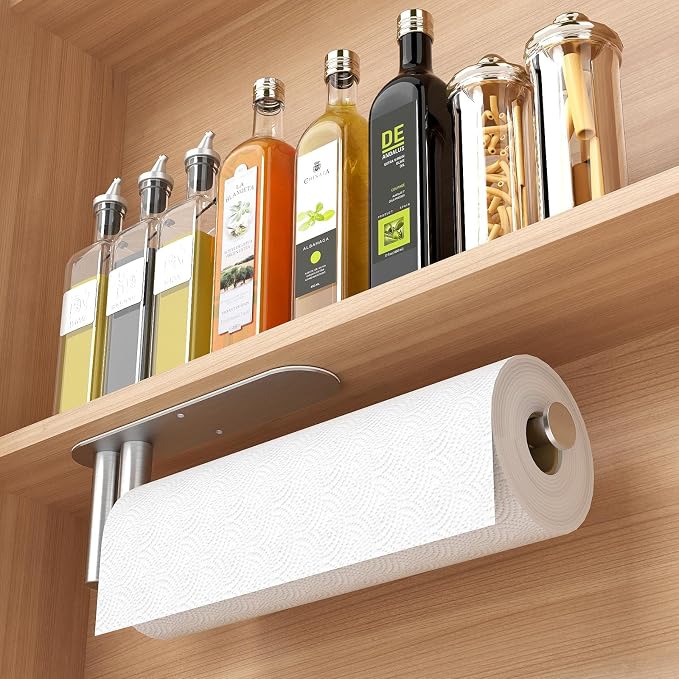 Paper Towel Holder Under Cabinet, 13Inch Self-Adhesive or Wall Paper Towel - Image 8