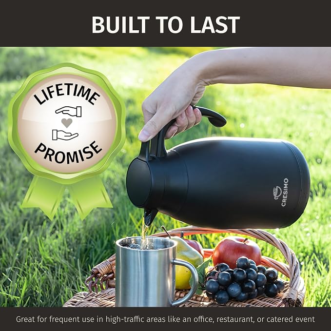 Thermal Coffee Carafe 68 oz by Cresimo – Updated 2025 Model – Insulated Black - Image 6