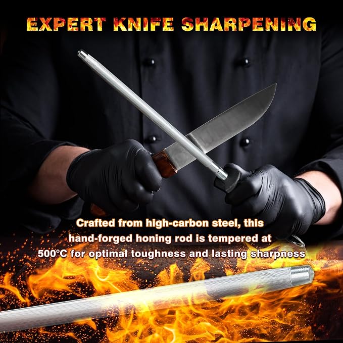 Knife Sharpener Rod, Kitchen Knives Sharpener Carbon Steel Professional Knife - Image 2