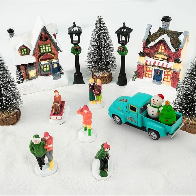 Vintage Blue Christmas Truck Decor – 4.9″Retro Die-Cast Metal Pickup - Image 5