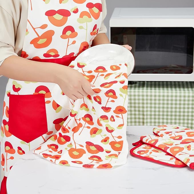 Oven Mitts and Potholders Dish Towles Set 100% Cotton - Image 4
