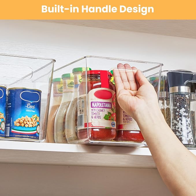 YIHONG Clear Plastic Storage Bins, 4 Pack Pantry Organizer Bins - Image 5