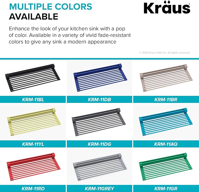 Kraus Multipurpose Workstation Sink Roll-Up Dish Drying Rack, Colander and - Image 11