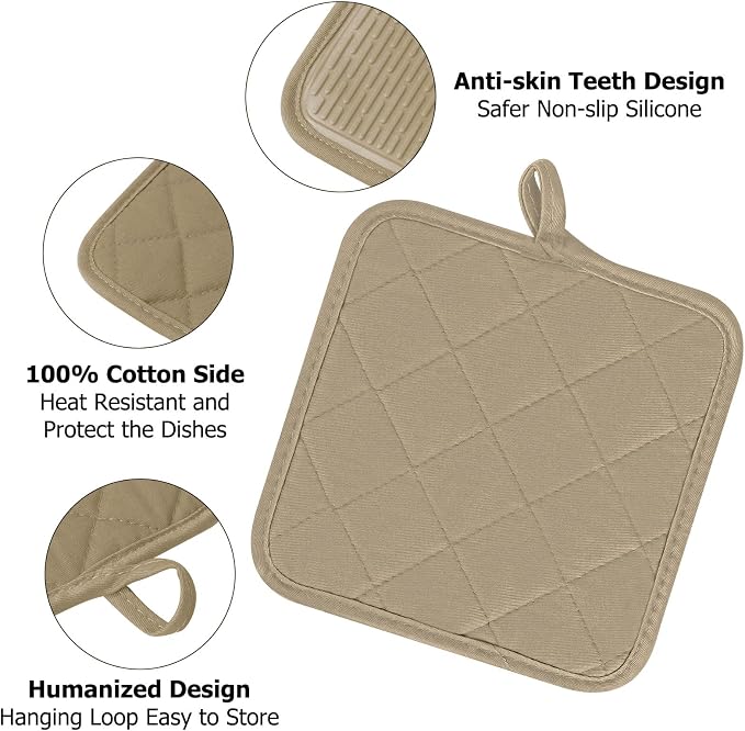 Oven Mitts and Pot Holders Set, Heat Resistant Silicone Kitchen Mini Oven - Image 4