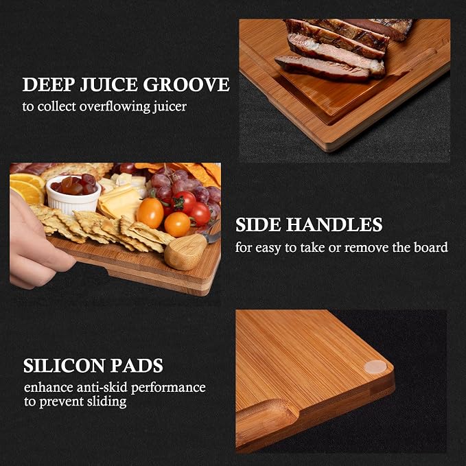 Empune Bamboo Cutting Board Set, Wood Cutting Boards - Image 2