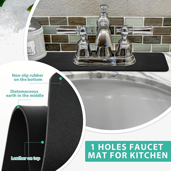 Tioncy 2 Pcs Faucet Mat Sink Splash Guard Oval-hole Oval Splash Pad - Image 5