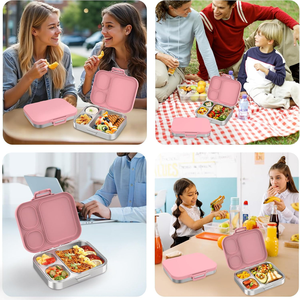 Stainless Steel Bento Lunch Box for Kids | 3-Compartment Lunch Box