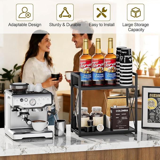 Giikin Kitchen Countertop Organizer, 2 Tier Coffee Bar Organizer, Kitchen - Image 2