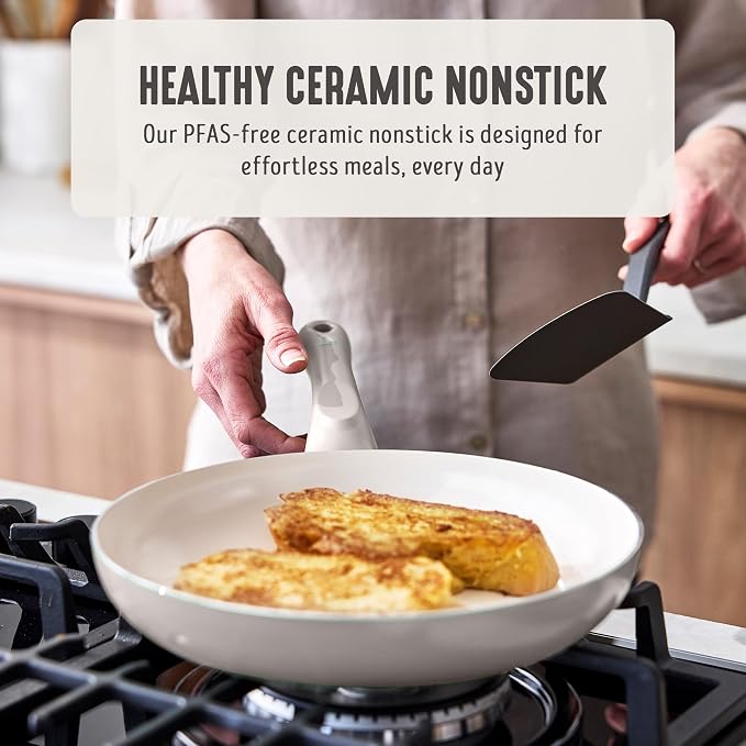 GreenLife 16-Piece Nonstick Cookware Set, Non-Toxic Ceramic Pots and Pans Set - Image 2