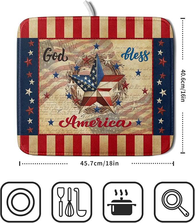 4th of July God Bless Dish Drying Mat - Image 2