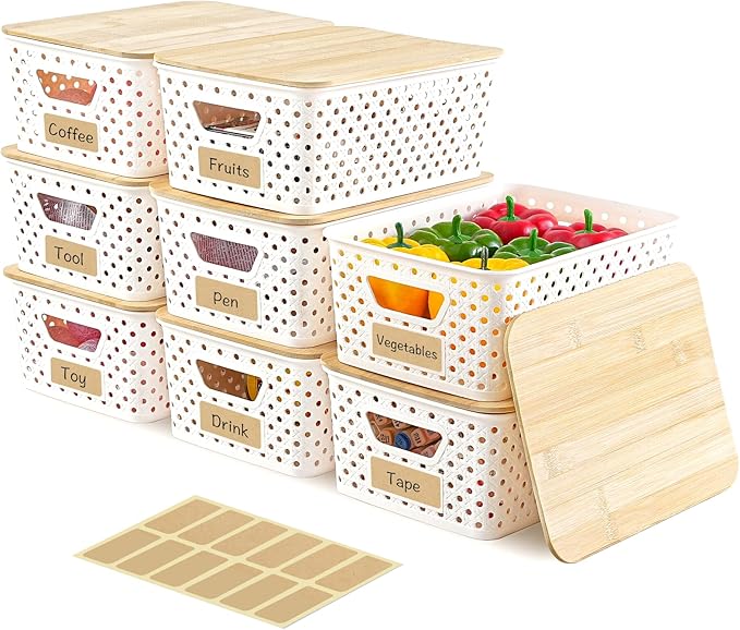 8 Pack Plastic Storage Bins by Unknown