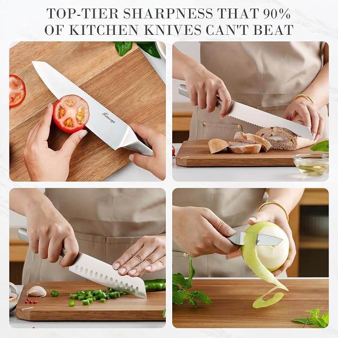 Knife Block Set, Japanese Stainless Steel Kitchen Knife Set - Image 5