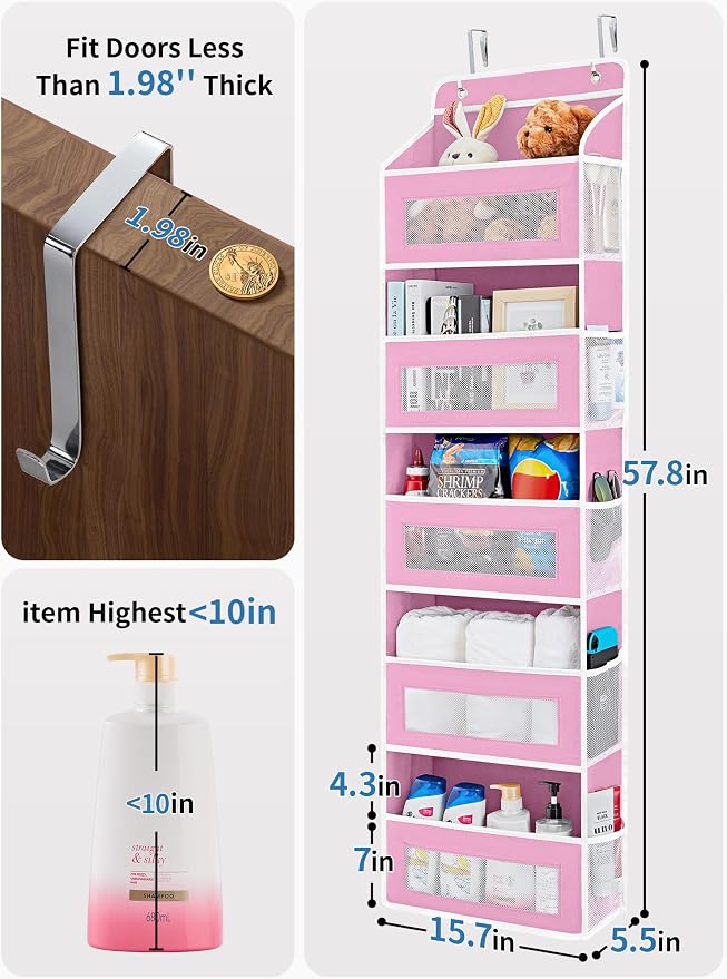 JARLINK 2 Pack Over The Door Organizer Storage, 5 Shelf Hanging Door Organizer - Image 2