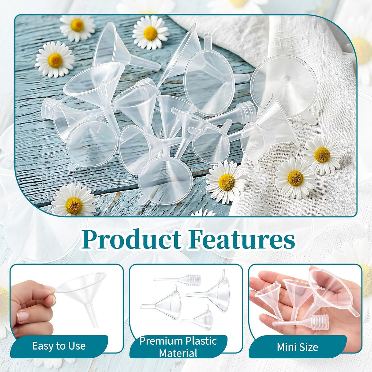 18 PCS 3 Sizes Clear Small Funnels Kit for Filling Small Bottles