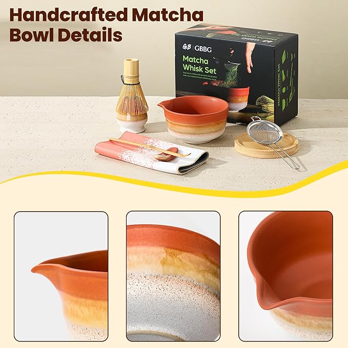 Matcha Whisk Set, Ceramic Matcha Kit Desert Style, Matcha Whisk and Bowl - Image 7