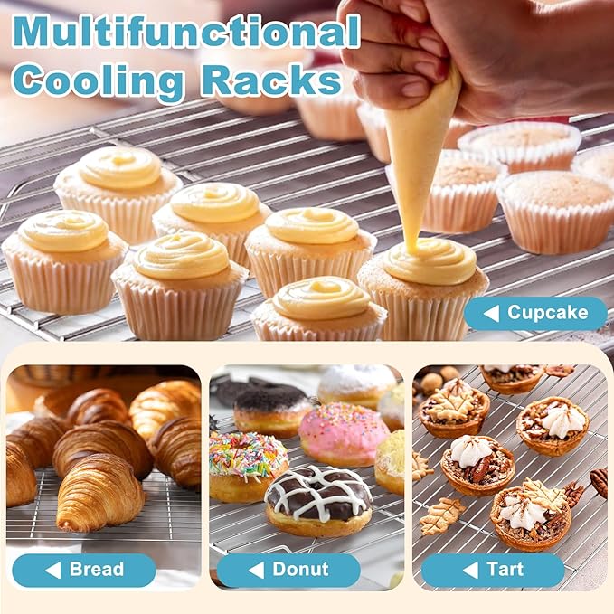 TeamFar Baking Sheet with Rack Set, 17.6/16/12.5 Inch Stainless Steel Cookie - Image 7