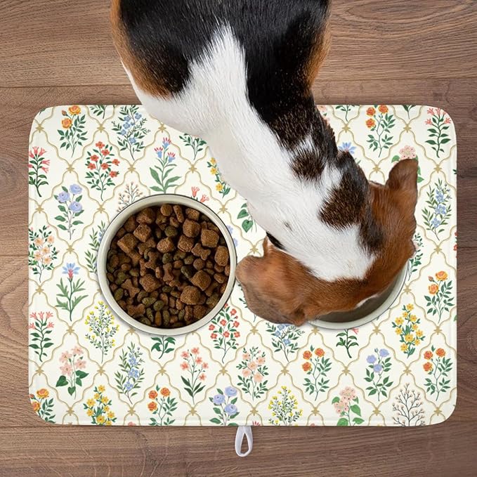 Floral Dish Drying Mat for Kitchen Counter Spring Summer Wild Flowers Diamond - Image 9