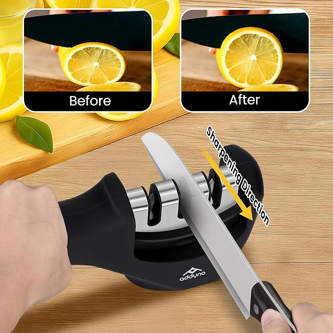 Knife Sharpener with Angle Guide, Adjustable Edge, 3-Stage Coarse–Sharpen–Fine - Image 4