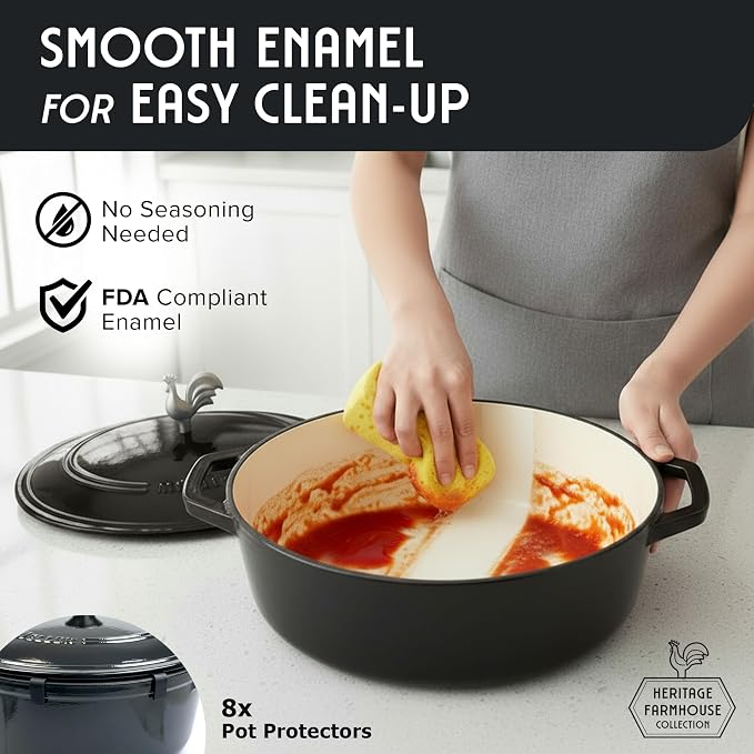 MUELLER HOME 5.5 Quart Enameled Cast Iron Oval Dutch Oven - Image 7