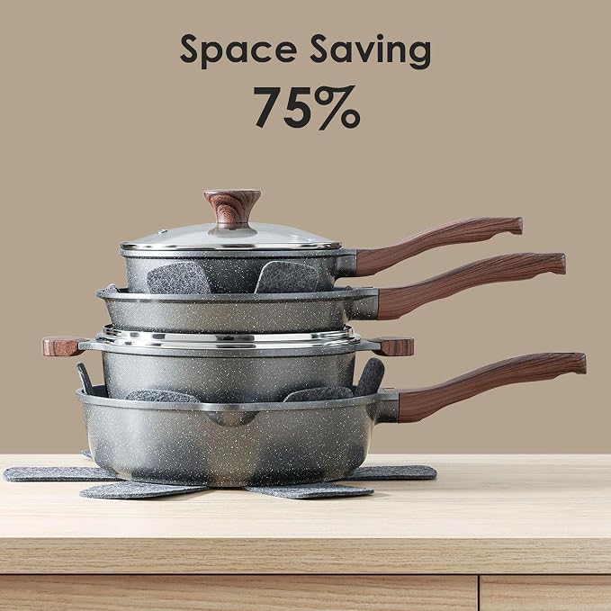 SENSARTE Nonstick Granite Cookware Set, PFOA & PFOS Free, Healthy Non Stick - Image 7