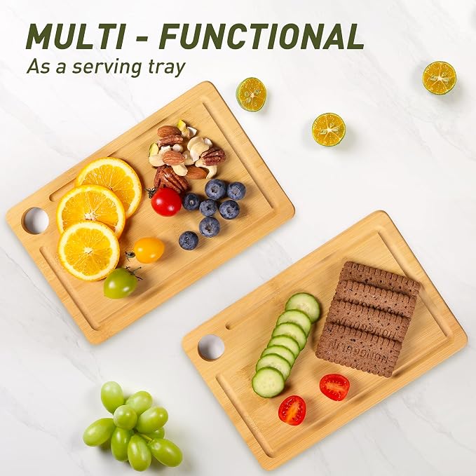 2 Pack Small Bamboo Wood Cutting Board - Image 2