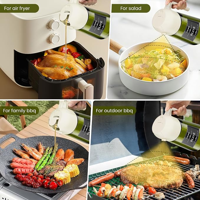 LAKUMIQI 2 in 1 Oil Sprayer for Cooking, 16oz Olive Oil Dispenser Bottle for - Image 5