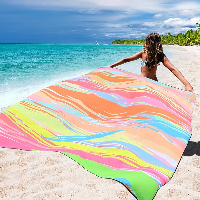 HIHOHO Beach Blanket Waterproof Sandproof Extra Large Beach Mat 79" X - Image 5