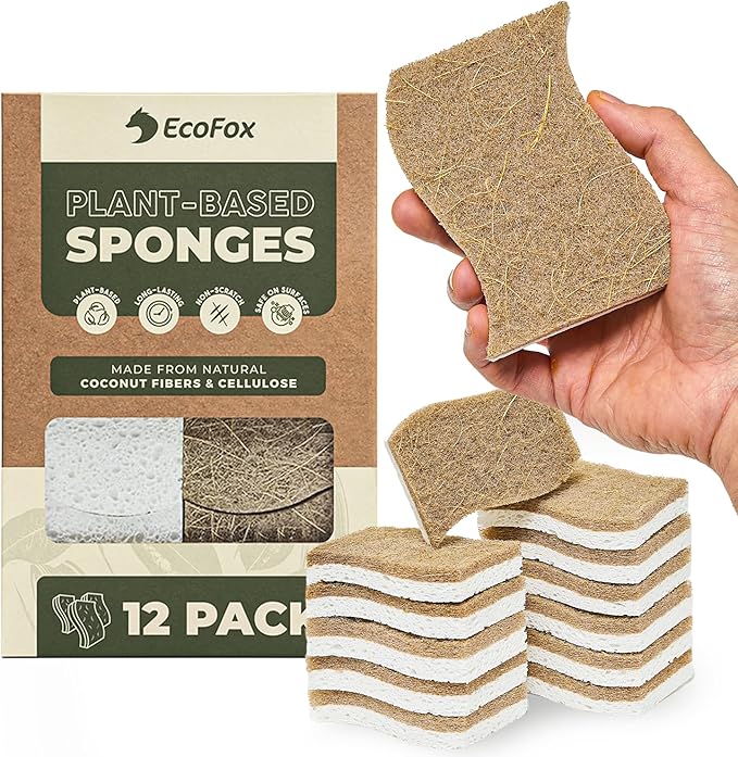 Plant-Based Kitchen Sponges | USDA Biobased Certified | FSC & PETA Approved | by EcoFox