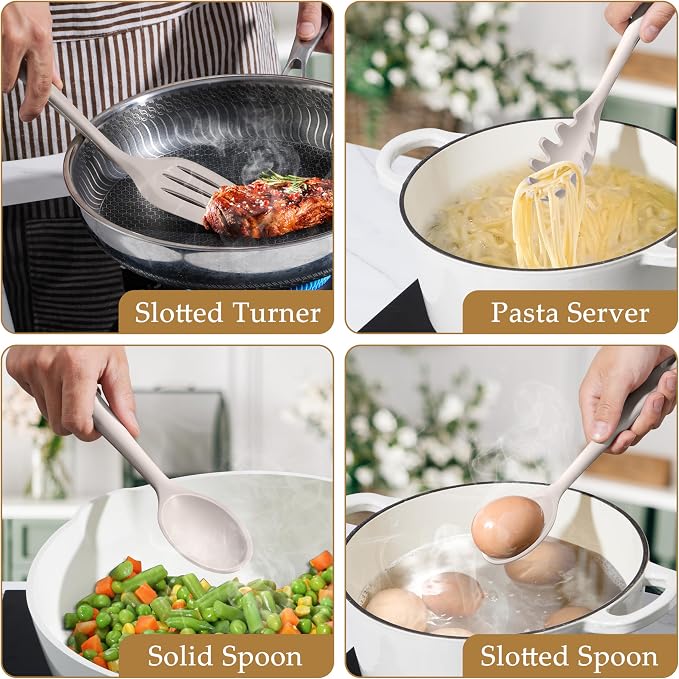 LIANYU 4Pcs Kitchen Utensils Set, Food-Grade Silicone Cooking Utensils - Image 5