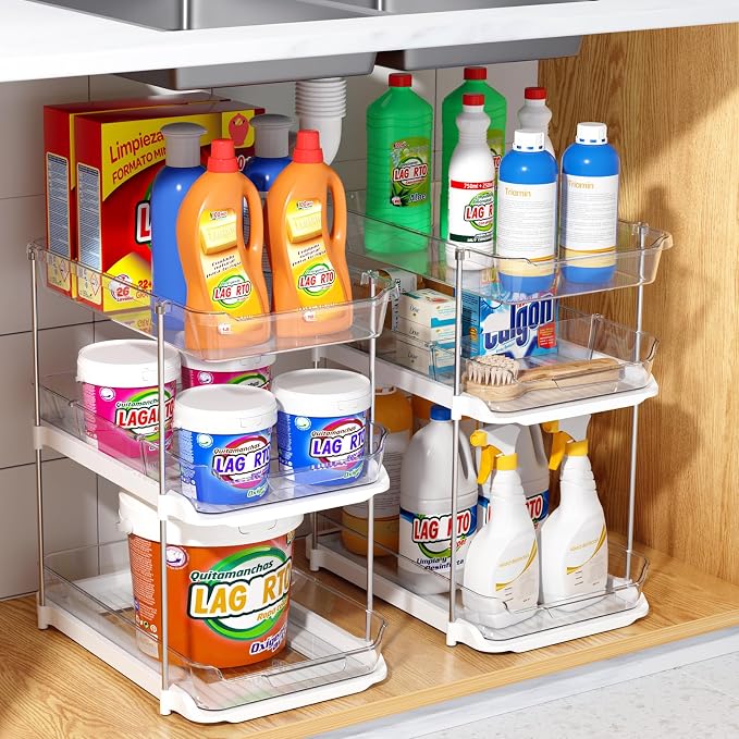 Delamu 2 Sets of 3-Tier Bathroom Under Sink Organizers and Storage, Pull Out - Image 7