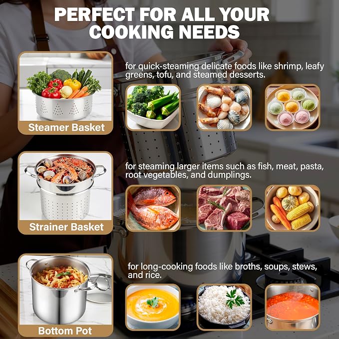 Cooks Standard Pasta Pot 18/10 Stainless Steel 12 Quart, Spaghetti Cooker - Image 5