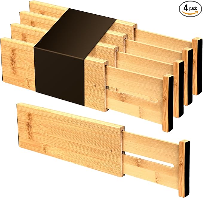 Utoplike Bamboo Dresser Drawer Dividers, Spring Loaded, Works in Kitchen by Utoplike