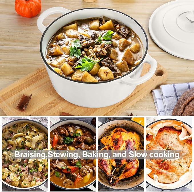 E-far 6 Quart Dutch Oven, Enameled Cast Iron Dutch Oven Pot - Image 4