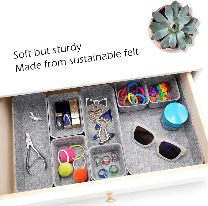 Welaxy Desk Drawer organizers tray Felt storage bins aesthetics room décor - Image 3