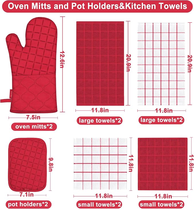 Oven Mitts Kitchen Towels and Dishcloths Pot Holders Sets, Oven Gloves Kitchen - Image 2