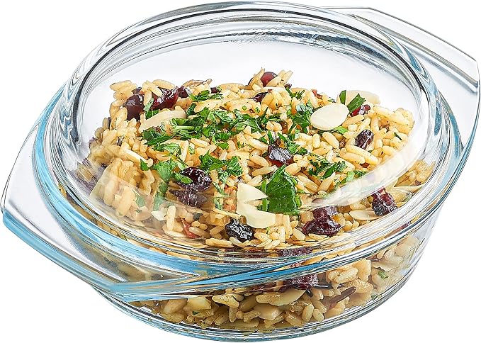 SIMAX Casserole Dish with Lid, 1 Quart Round Glass Casserole, Baking Dish by SIMAX