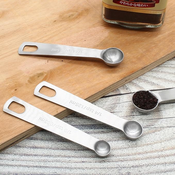 Luomorgo 9 Pc Measuring Spoons Set, Stainless Steel, 1/16 to 1 tbsp - Image 7