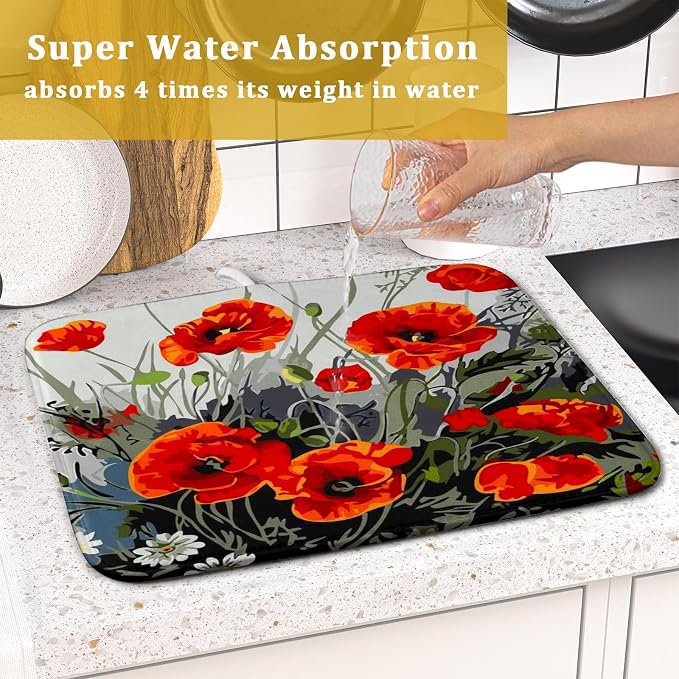 Giwawa Poppy Dish Drying Mat 16x18 inch - Image 7