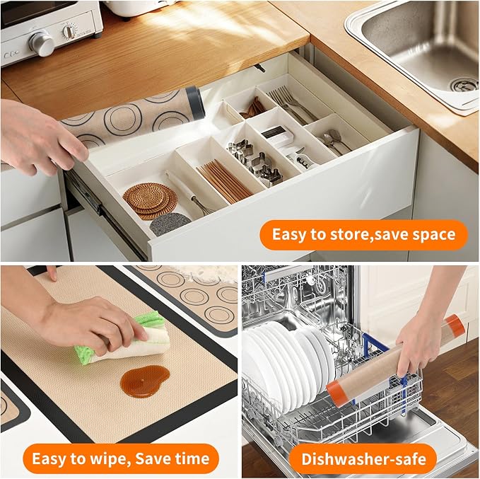 Luckyiren Silicone Baking Mat Set, Non-Stick Reusable Food-Grade Oven Liners - Image 6