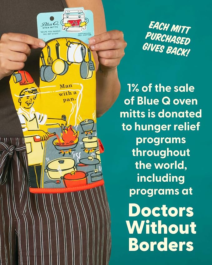 Blue Q Man With a Pan Funny Oven Mitts - Image 6