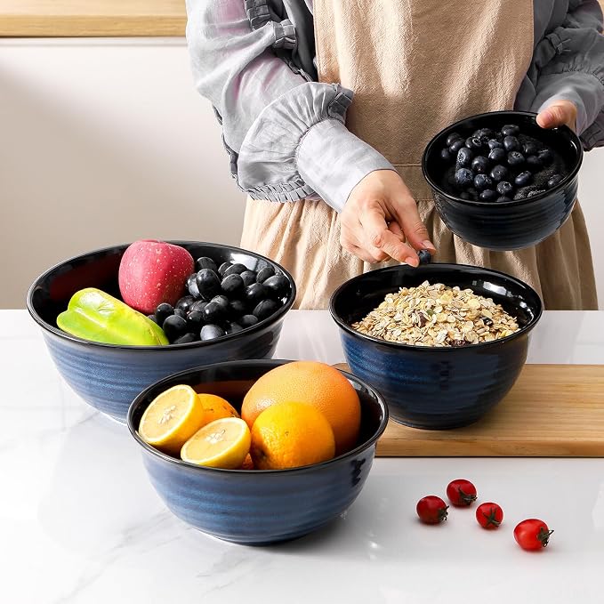 HASENSE Mixing Bowls for Cooking, Ceramic Serving Dishes Set of 4 for Salad - Image 7