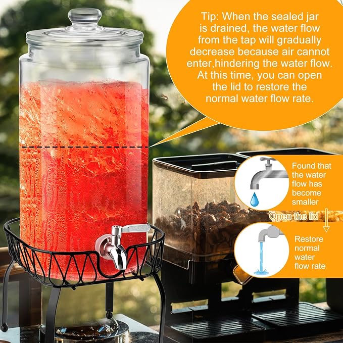 Honeydak 1 Pack 3 Gallon Glass Beverage Dispenser - Image 3
