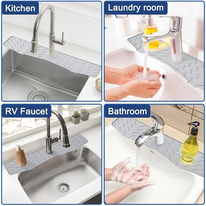 Faucet Mat for Kitchen Sink – 24” x 5.1” Extra-Long Silicone Splash Guard - Image 7