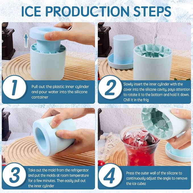 Cylinder Silicone Ice Cube Mold, New 3D Ice Cubes Maker, Decompress Ice Lattice - Image 5