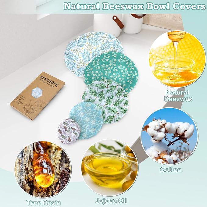 5-Size Reusable Beeswax Bowl Covers - Image 3