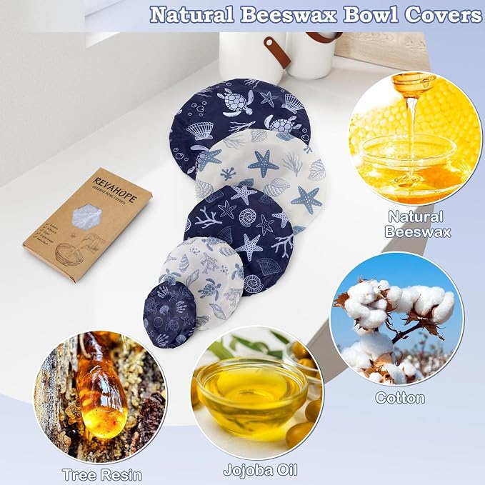 5-Size Reusable Beeswax Bowl Covers - Image 3