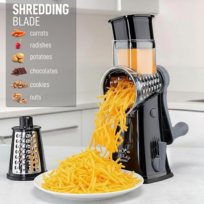 Zulay Kitchen Rotary Cheese Grater 5 Blade Cheese Shredder - Image 3