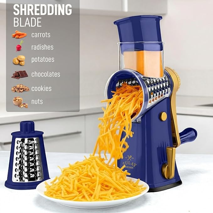 Zulay Kitchen Rotary Cheese Grater 5 Blade Cheese Shredder - Image 3